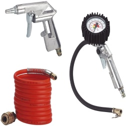 Originale Einhell Set 3 accessori per compressore (pistola gomme con manometro, pistola corta, prolunga 4 m)