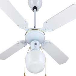 Zephir ZFS9107B Ventilatore da Soffitto Decorativo, Bianco/Oro