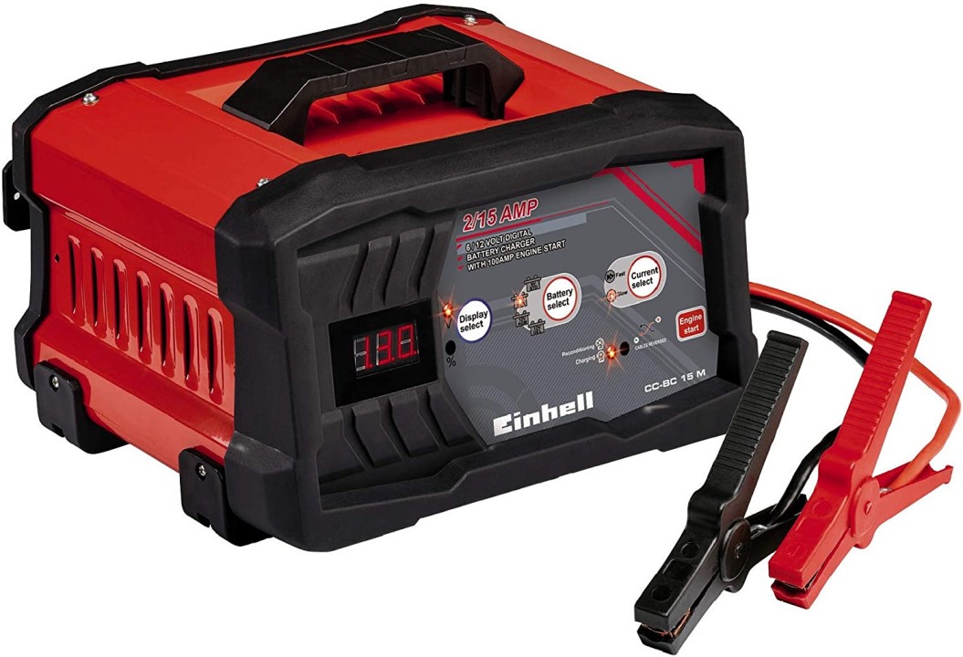 Einhell CC-BC 15 M Batterie, Tensione di Carica 6/12 V, Rosso/Nero, 3-300 Ah