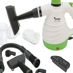 Jordan, Pulitore A Vapore Portatile Verde, 1050W, Capienza 400ml, Forte Getto Vapore 105°, 8 Accessori Inclusi
