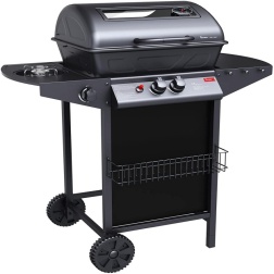 Jordan, Barbecue a Gas in Acciaio, JGB-2083, Doppio Bruciatore, Vetro Temperato e Termostato, Trasportabile