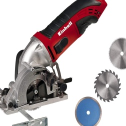 Einhell TC-CS 860 Kit Mini Sega circolare manuale (tensione 230 V, 450 W, giri al min. 6000, lama Ø85 x Ø10, taglio max 23 mm, incl. Lama legno 20 denti , lama legno 60 denti, lama diamantata)