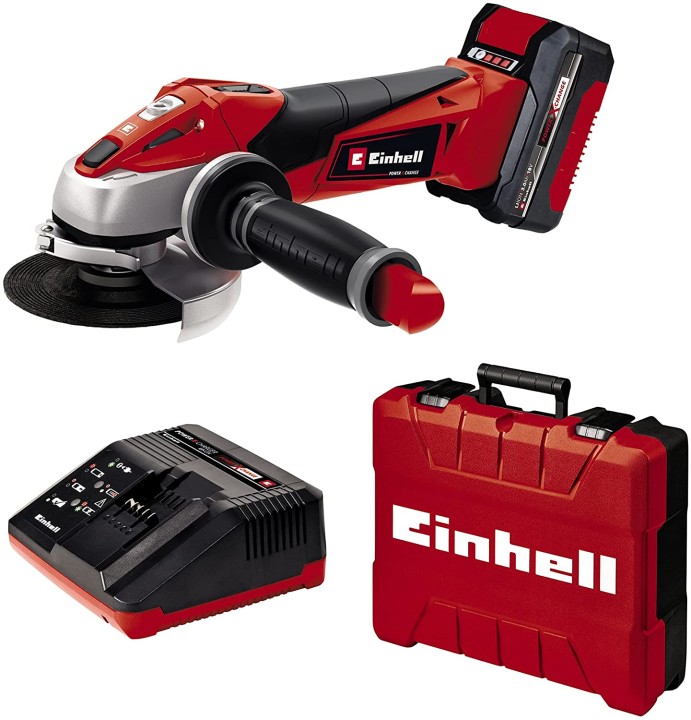 Einhell TE-AG 18/115 Li Kit (1x3,0Ah) Smerigliatrice angolare a batteria Power X-Change (18 V, 3,0 Ah, Li-Ion, diam. Max. disco 115 mm, incl. Batteria 3,0 Ah e caricabatteria)