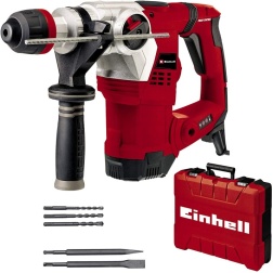 Einhell TE-RH 32 4F Kit Martello tassellatore 4 funzioni (220-240 V, 1250 W, giri min. 0-850, percussioni min. 0-4100,forza percussione 5 Joule, attacco SDS-plus, valigia, incl. 3 punte - 2 scalpelli)