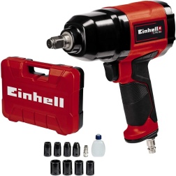 Einhell TC-PW 340 Avvitatore a impulsi pneumatico (torsione max 340 Nm, pressione max 6.3 bar, giri min. 7500, portata aria 142 L/min, incl. 8 inserti a bussola e boccetta d'olio)