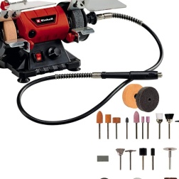 Einhell Smerigliatrice Combinata TC-XG 75 (Set per Lucidatura/Levigatura, Albero Flessibile di Precisione, Albero su Cuscinetti a Sfera, Corpo in Metallo Compatto, Piani di Lavoro Regolabili)