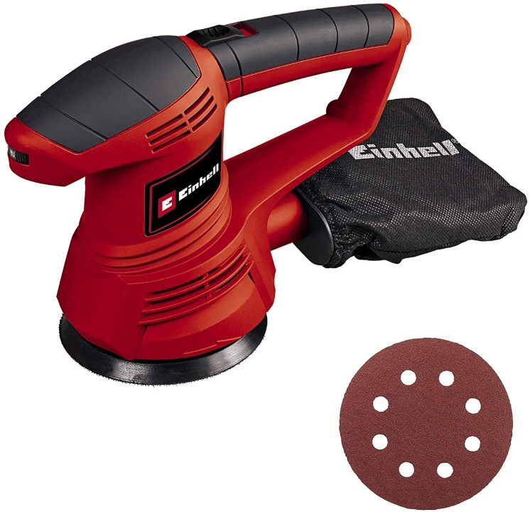 Einhell TC-RS 38 E LEVIGATRICE ROTO ORBITALE (tensione 220 V, potenza 380 W, oscillazioni al min. 12000-26000, ampiezza oscillazioni 2 mm, platorello 125 mm, velcro, incl. 1 fogli carta abrasiva)