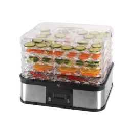 Melchioni Family Babele Plus, Essiccatore Alimentare Digitale, per Frutta,Verdura,Carne,Erbe Aromatiche, Timer fino a 48 ore, 5 Ripiani Regolabili in altezza e impilabili, Temperatura 40-70°, 250 W