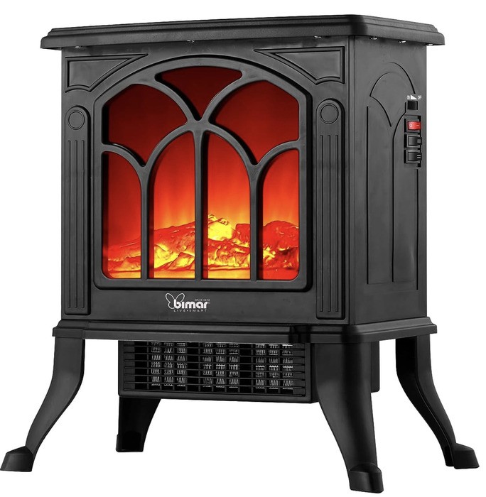 Caminetto Elettrico Beper RI.504 - Fiamma LED Realistica, 2 Livelli Di Potenza, Termostato, Sicurezza Surriscaldamento