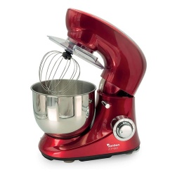 Jordan, Impastatrice Planetaria, Potenza 1600W, 6 Velocità + Pulse, Contenitore Acciaio 5l, Il gancio ad uncino per il doppio impasto, Incluso Sbattitore piatto, Frusta metallica a filo (Red)