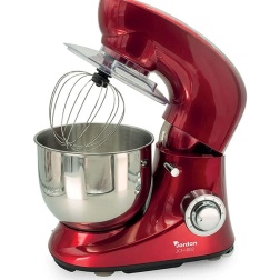 Jordan, Impastatrice Planetaria, Potenza 1600W, 6 Velocità + Pulse, Contenitore Acciaio 5l, Il gancio ad uncino per il doppio impasto, Incluso Sbattitore piatto, Frusta metallica a filo (Red)