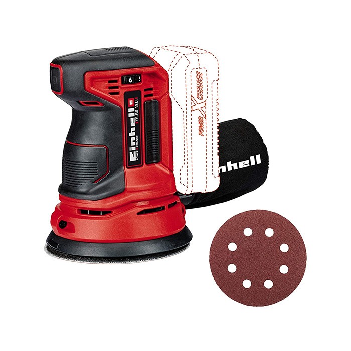 Einhell TE-RS 18 Li-Solo Levigatrice roto orbitale a batteria Power X-Change (18V, oscillazioni al min. 14.000 - 22.000, diam. Platorello 125 mm, senza batteria e caricabatteria)