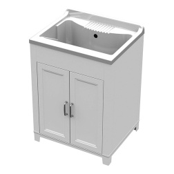 Mongardi. Mobile lavatoio Resina lavapanni Completo sifone tavoletta cm 60x50x84h