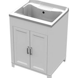 Mongardi. Mobile lavatoio Resina lavapanni Completo sifone tavoletta cm 60x50x84h