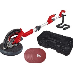Einhell TC-DW 225 Levigatrice per muro telescopica (230-240 V, 600 W, diam. Platorello 225mm, impugnatura telescopica fino a 165 cm, attacco per aspiratore, incl. 6 carte abrasive e valigetta)