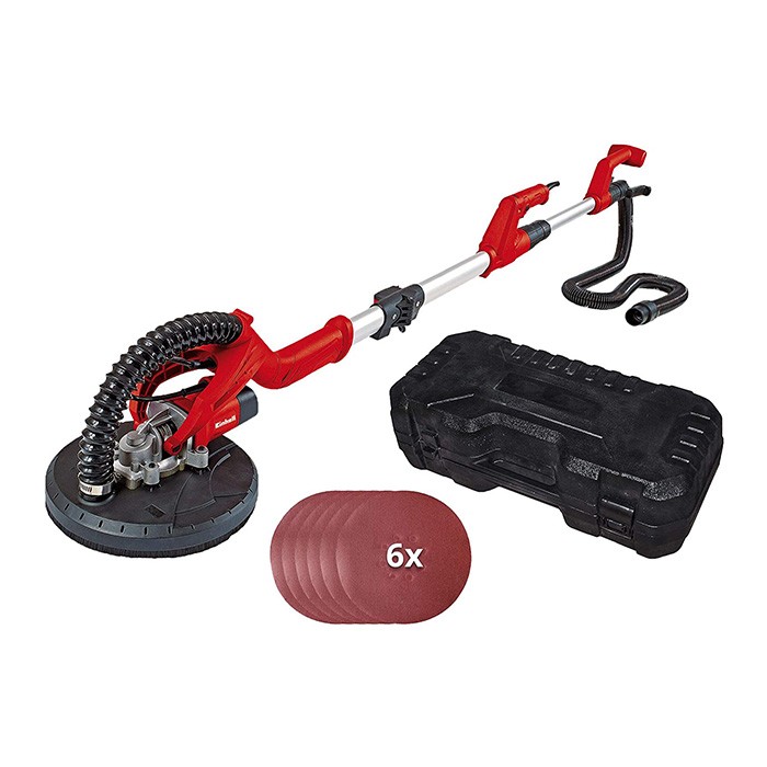 Einhell TC-DW 225 Levigatrice per muro telescopica (230-240 V, 600 W, diam. Platorello 225mm, impugnatura telescopica fino a 165 cm, attacco per aspiratore, incl. 6 carte abrasive e valigetta)